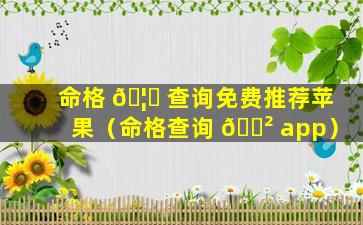 命格 🦉 查询免费推荐苹果（命格查询 🌲 app）
